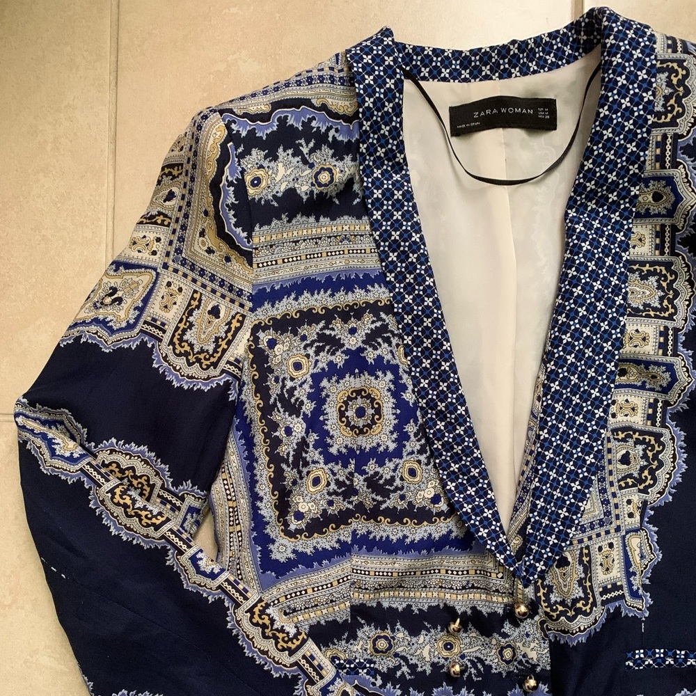Zara Woman Paisley Silk Blazer